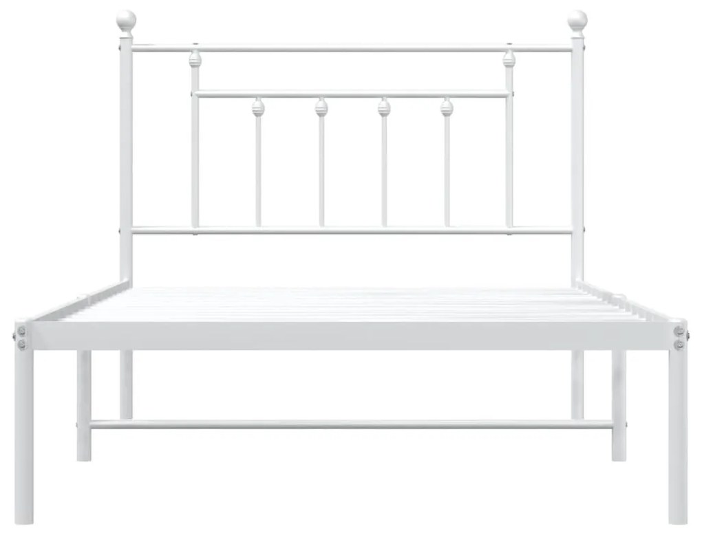 Estrutura de cama com cabeceira 100x200 cm metal branco