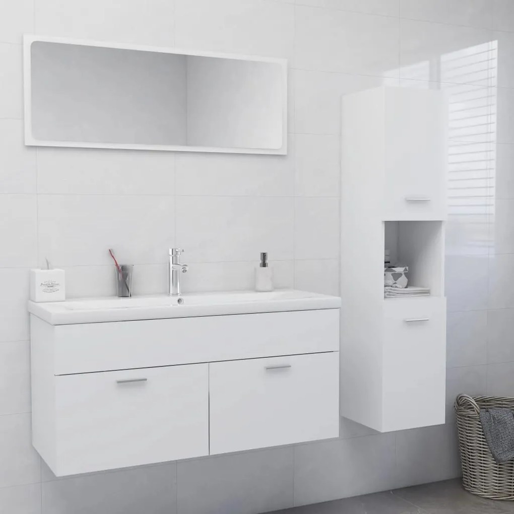 vidaXL Conjunto de móveis de casa de banho contraplacado branco
