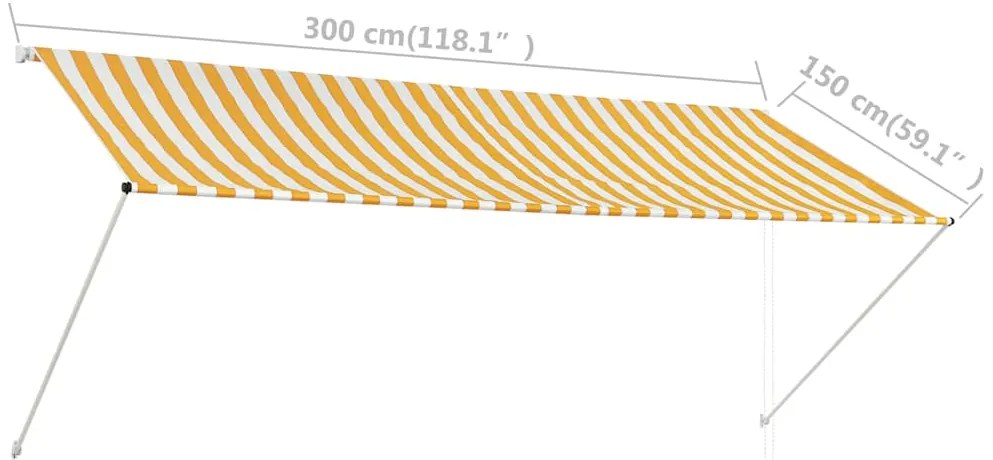 Toldo retrátil 300x150 cm amarelo e branco