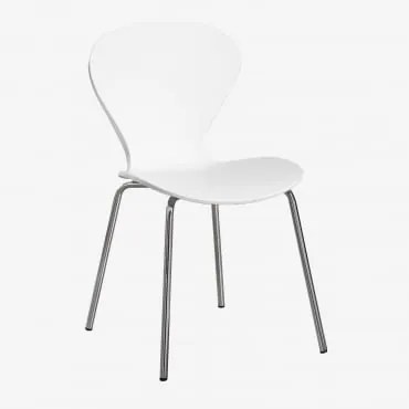 Stackable Dining Chair Uit Cinza Cromado & Polipropileno Branco & Polipropileno - Sklum