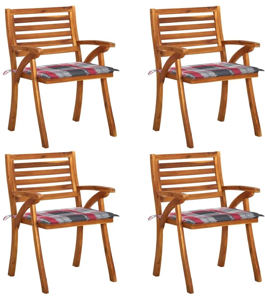 Cadeiras de jardim c/ almofadões 4 pcs madeira de acácia maciça