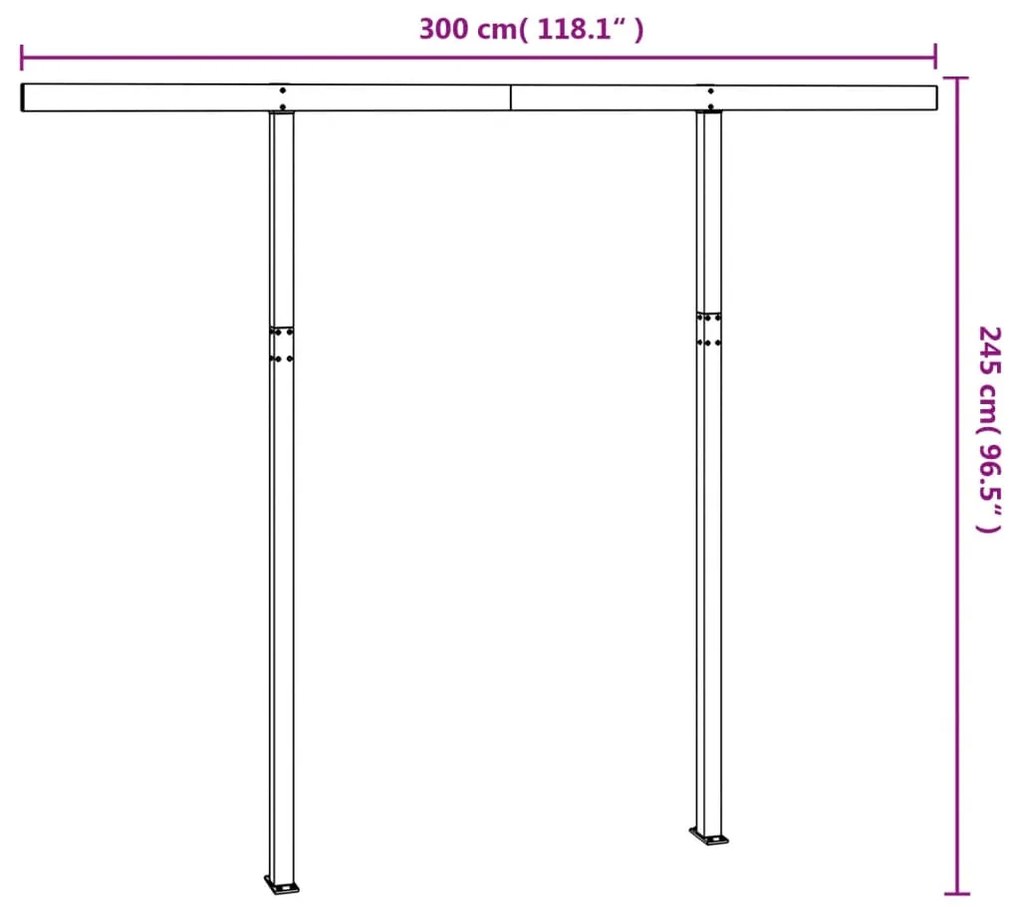 Conjunto de postes para toldo 300x245 cm ferro antracite