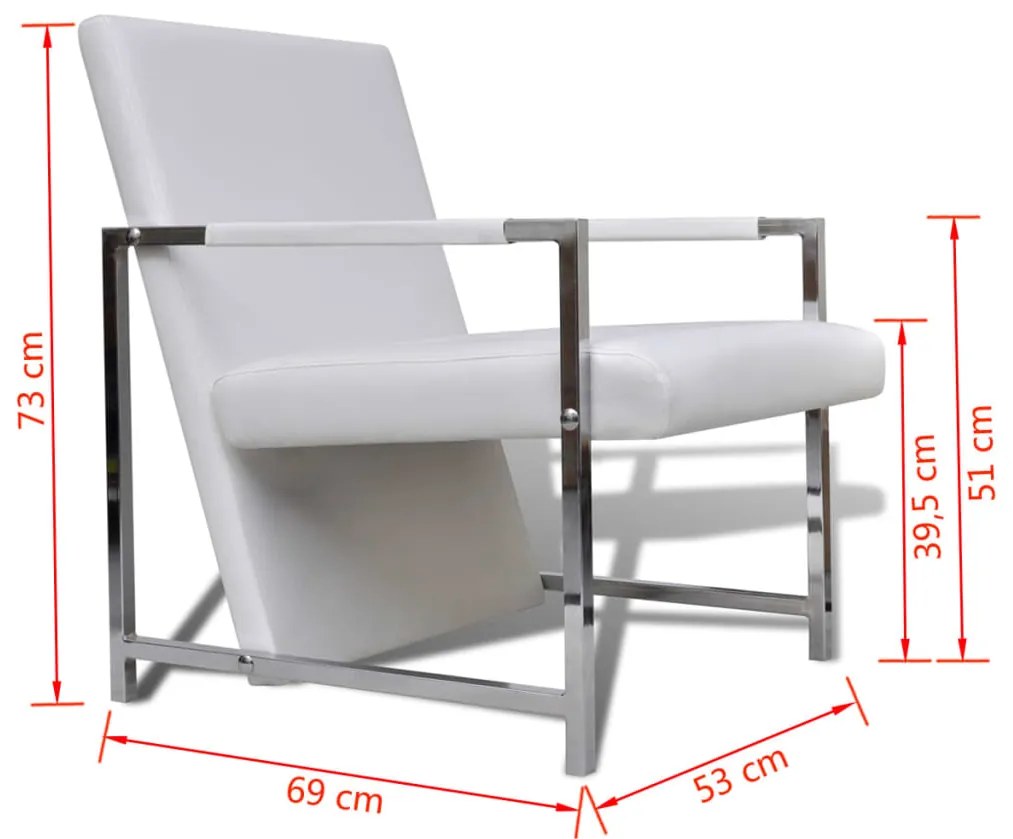 Poltronas com estrutura cromada 2 pcs couro artificial branco