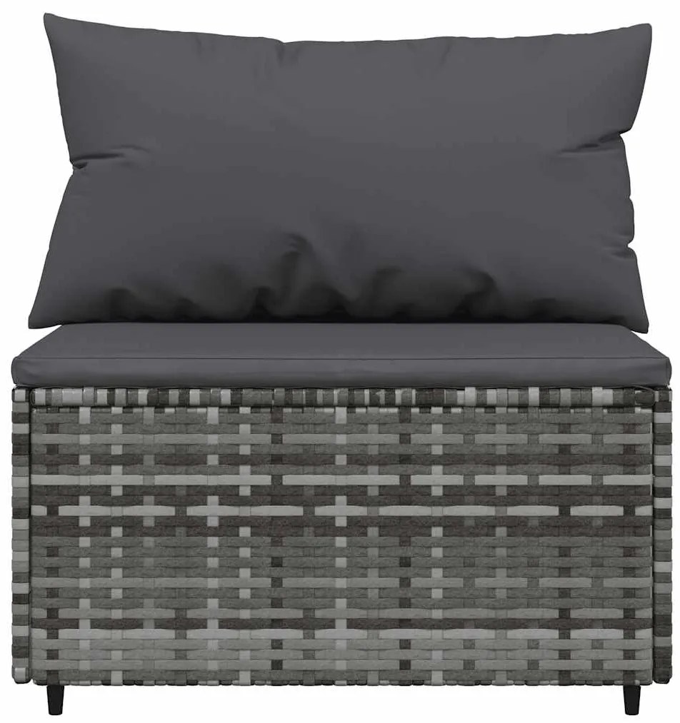 4 pcs conjunto lounge de jardim c/ almofadões vime PE cinzento