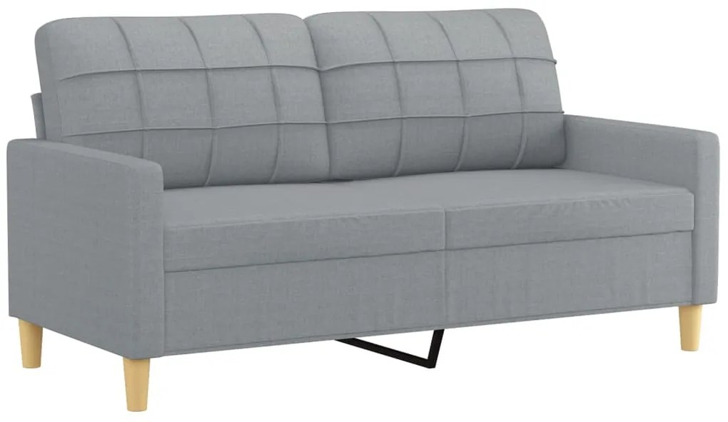 2 pcs conjunto de sofás com almofadas tecido cinzento-claro