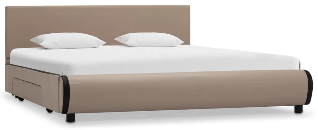 vidaXL Estrutura cama c/ gavetas 140x200cm couro artificial cappuccino