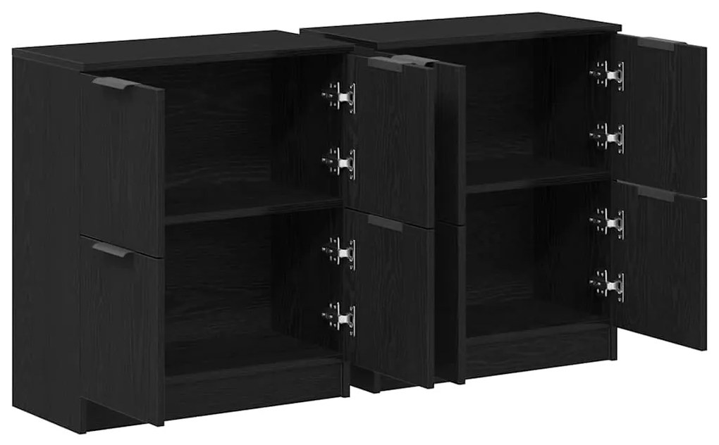 Buffets 2 pcs Madeira de Carvalho Preto 60x30x70 cm Madeira Engenharia
