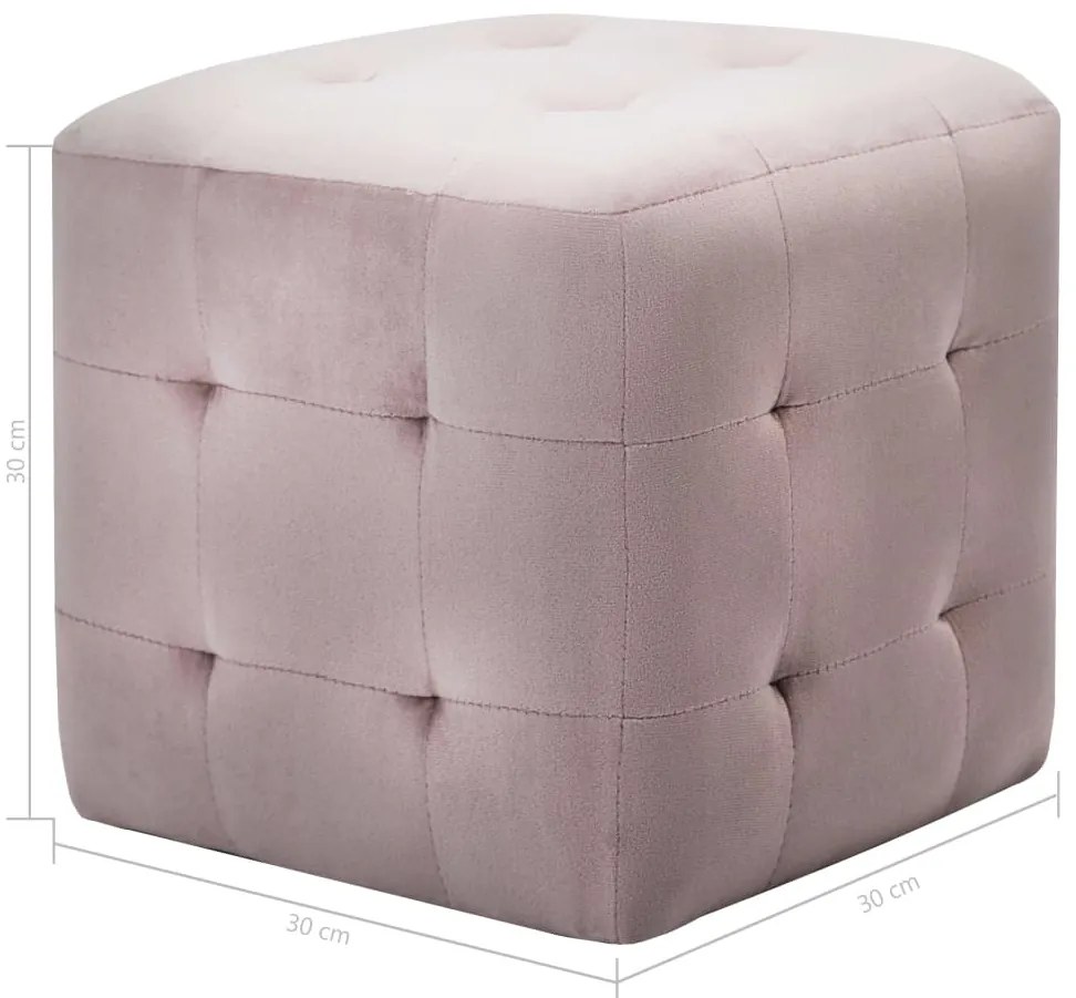 Pufe 2 pcs 30x30x30 cm veludo rosa