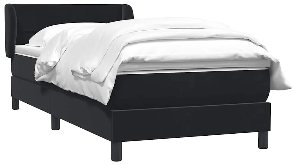 Cama box spring com colchão 90x210 cm veludo preto