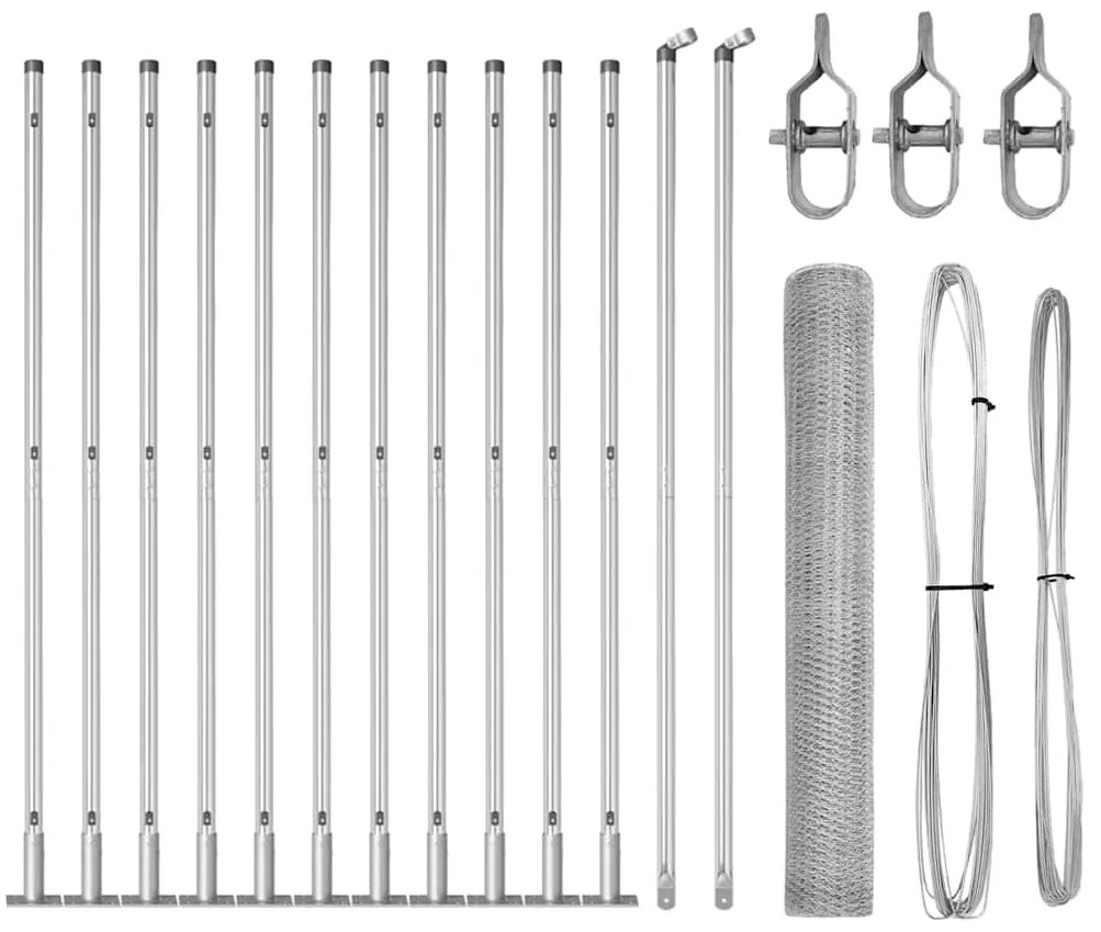Conjunto de Cercas Conjunto de 2 Aço galvanizado 25 x 1,2 m