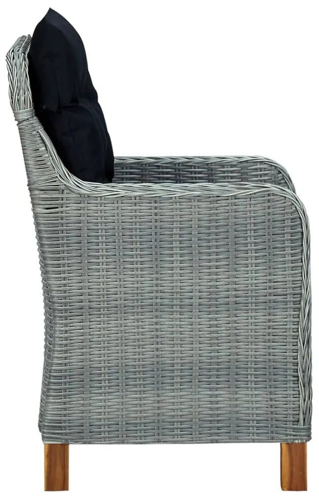 9 pcs conj. jantar exterior + almofadões vime PE cinzento-claro