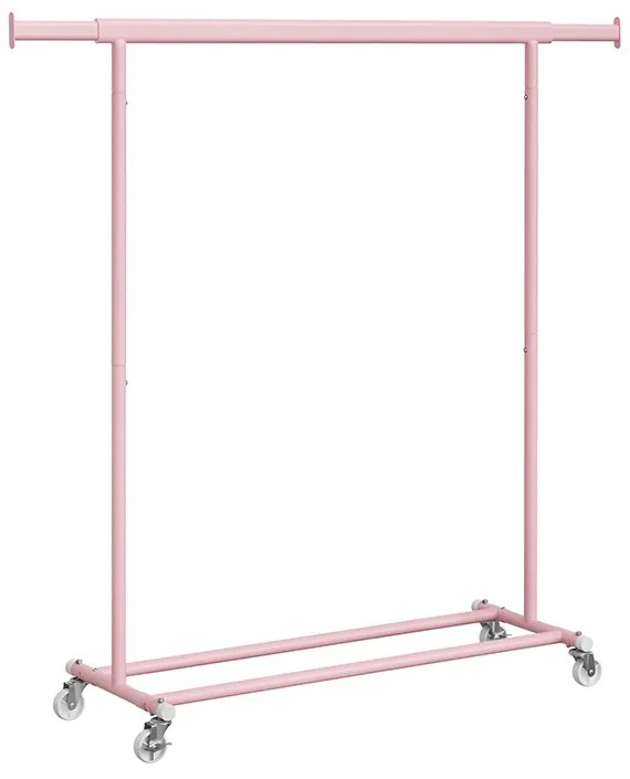 Cabide Guarda Roupa com Rodas, carga até 90 kg cor-de-rosa pastel