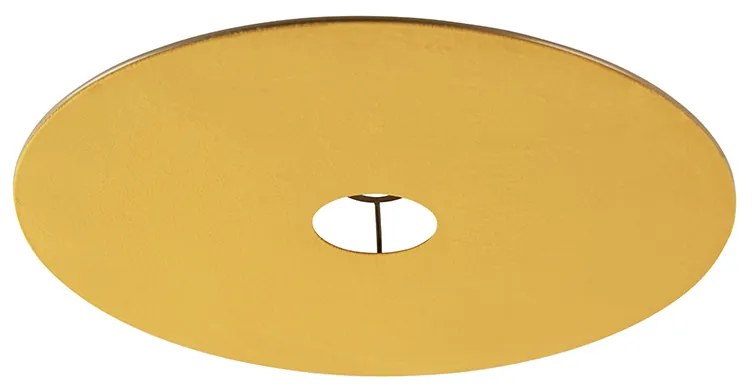 Abajur plano em veludo amarelo com dourado 45 cm