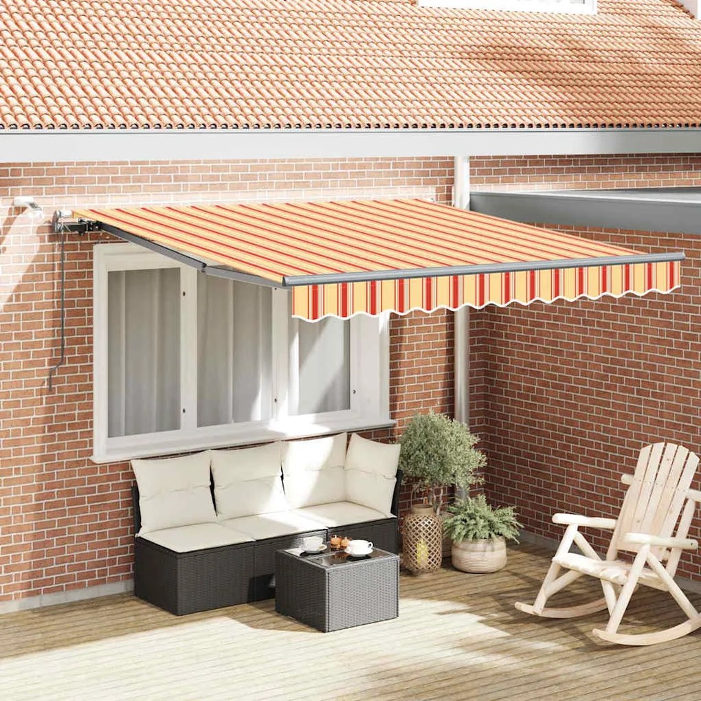 vidaXL Toldo Retrátil with amarelo e laranja 350 x 250 cm tecido