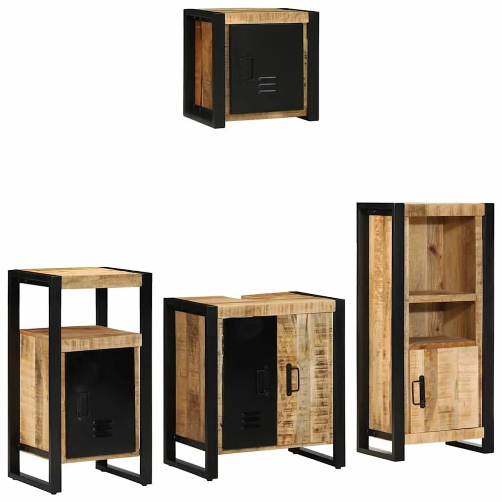 vidaXL Conjunto de Móveis para Banheiro 4 pcs Madeira de manga maciça