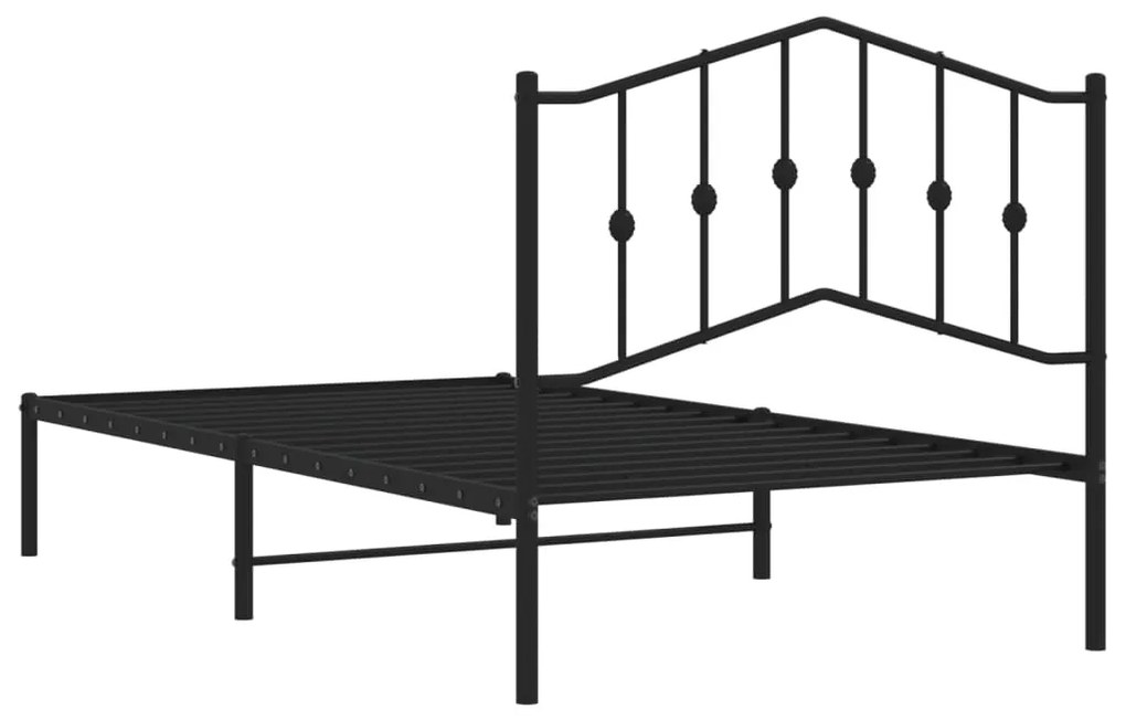 Estrutura de cama com cabeceira 100x190 cm metal preto