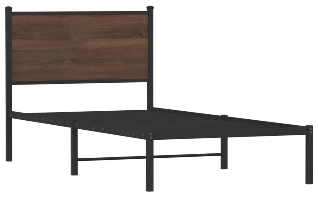 Estrutura de cama sem colchão 90x200 cm metal carvalho castanho