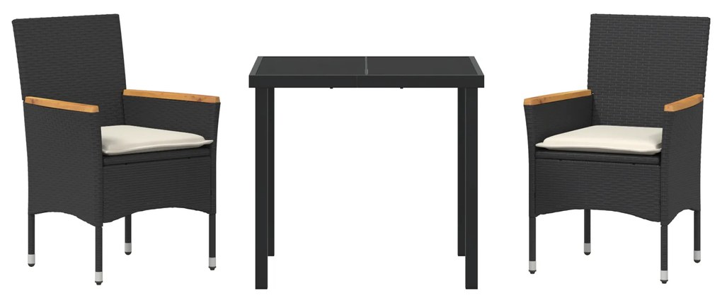 Conjunto de Jantar de 3 Peças vidaXL com Almofadas Rattan Sintético Pr