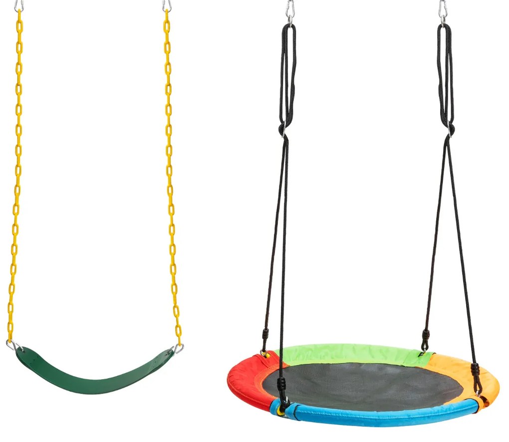Conjunto de 2 baloiços para crianças para baloiço ou árvore com elástico e Cordas ajustáveis para o jardim do parque infantil
