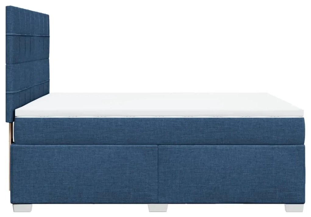 Cama com molas/colchão 160x200 cm tecido azul