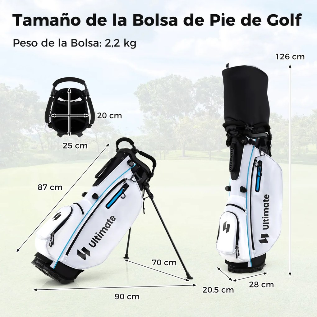Conjunto completo de tacos de golfe para homem com bolsa de suporte. Inclui driver #1 460CC, madeira #3, híbrido, ferros #5#6#7#8#9#P#S e taco Branco