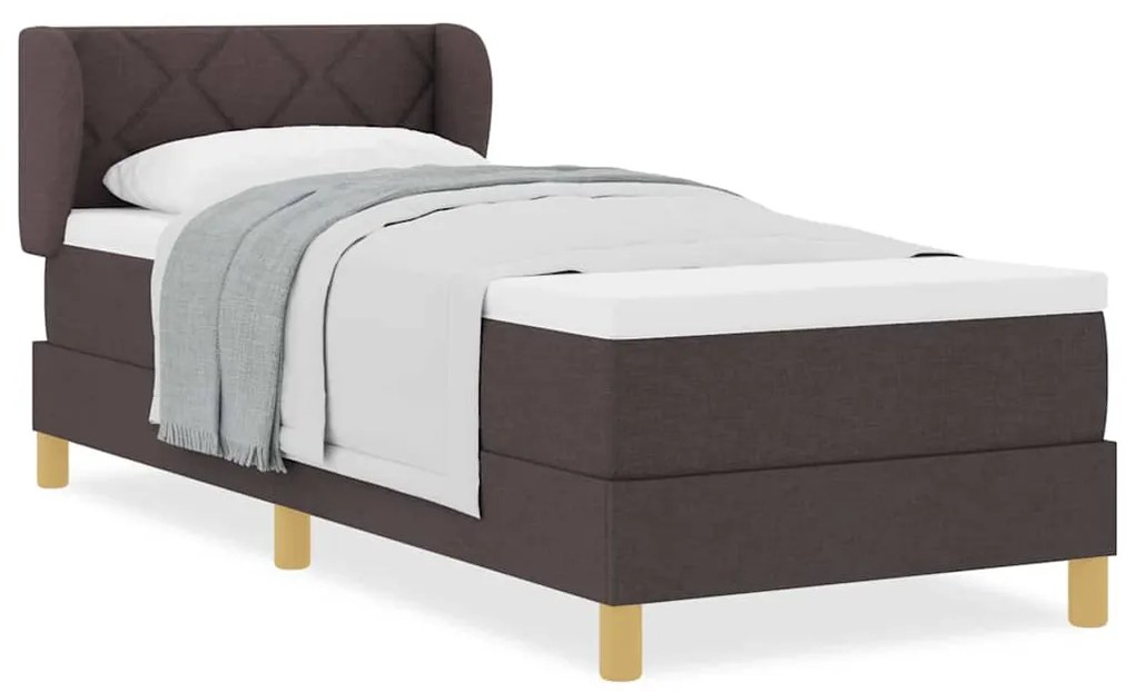 Cama Box com Colchão - Castanho, 80x200 cm, Tecido
