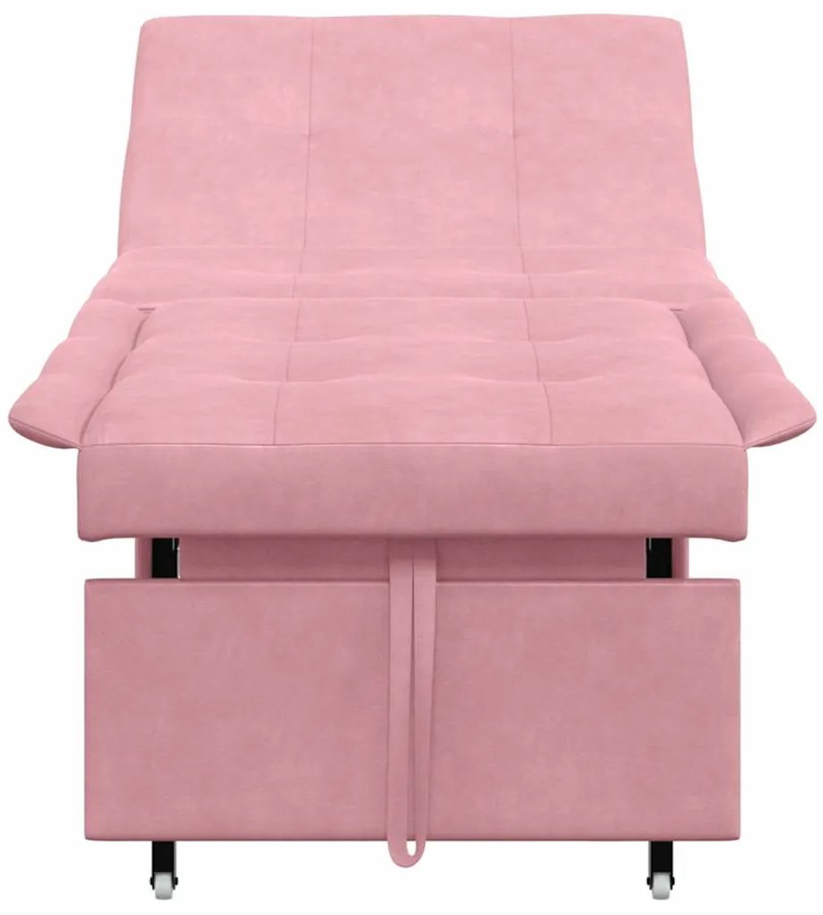 Sofá-cama 3 em 1 Design Retrátil Veludo Rosa