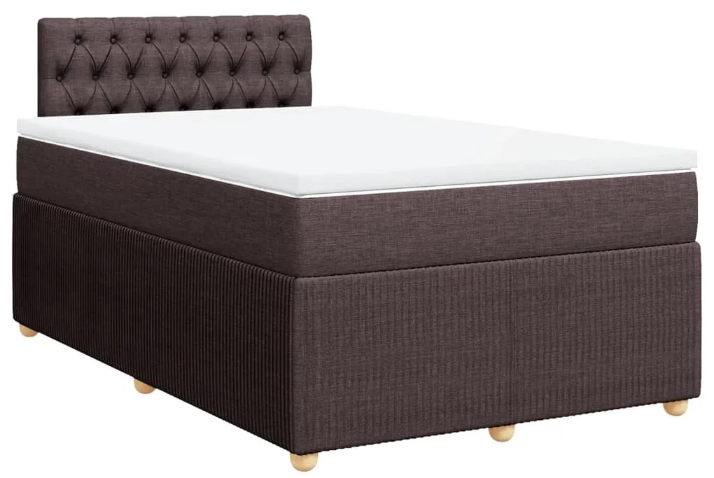 Cama boxspring com colchão 120x190 cm tecido castanho-escuro