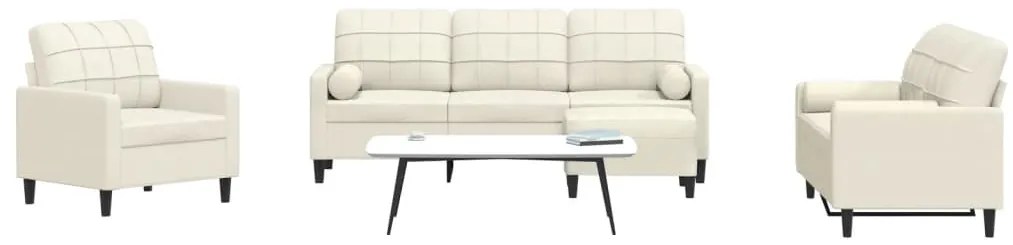 vidaXL 4 pcs conjunto de sofás com almofadões e rolos veludo creme