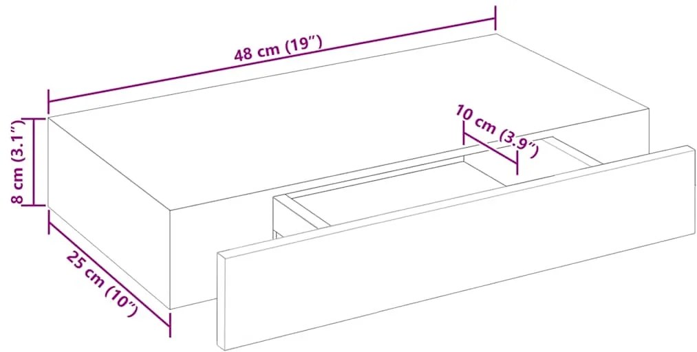 Prateleira de parede c/ 1 gaveta para livros/DVD MDF branco