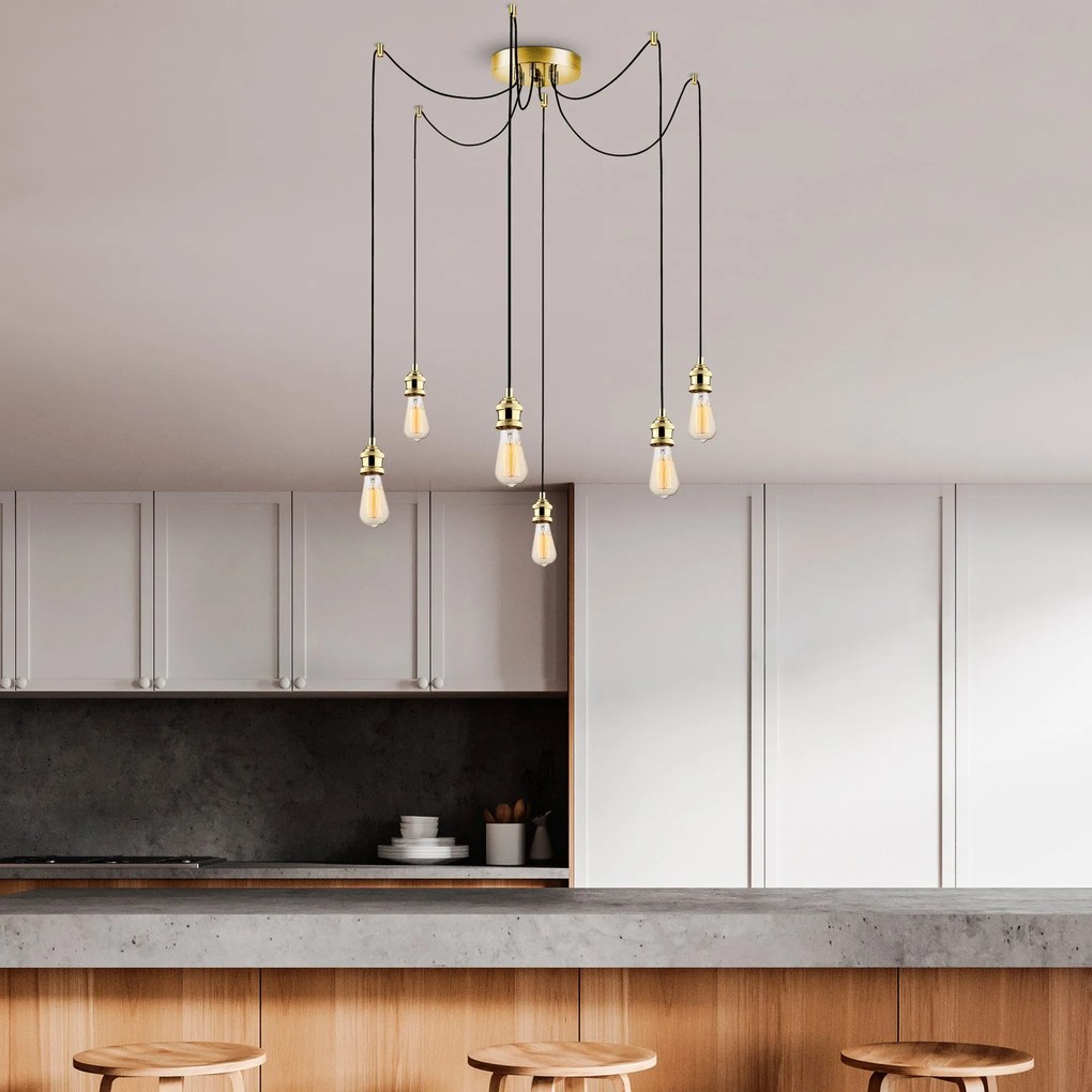 Candeeiro Suspenso Kabluni – Dourado – 126 cm