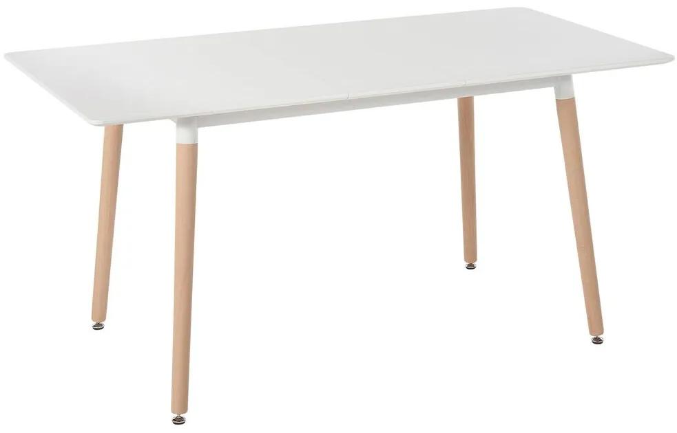 Mesa de jantar extensível branco e madeira clara 120/150 x 80 cm MIRABEL Beliani