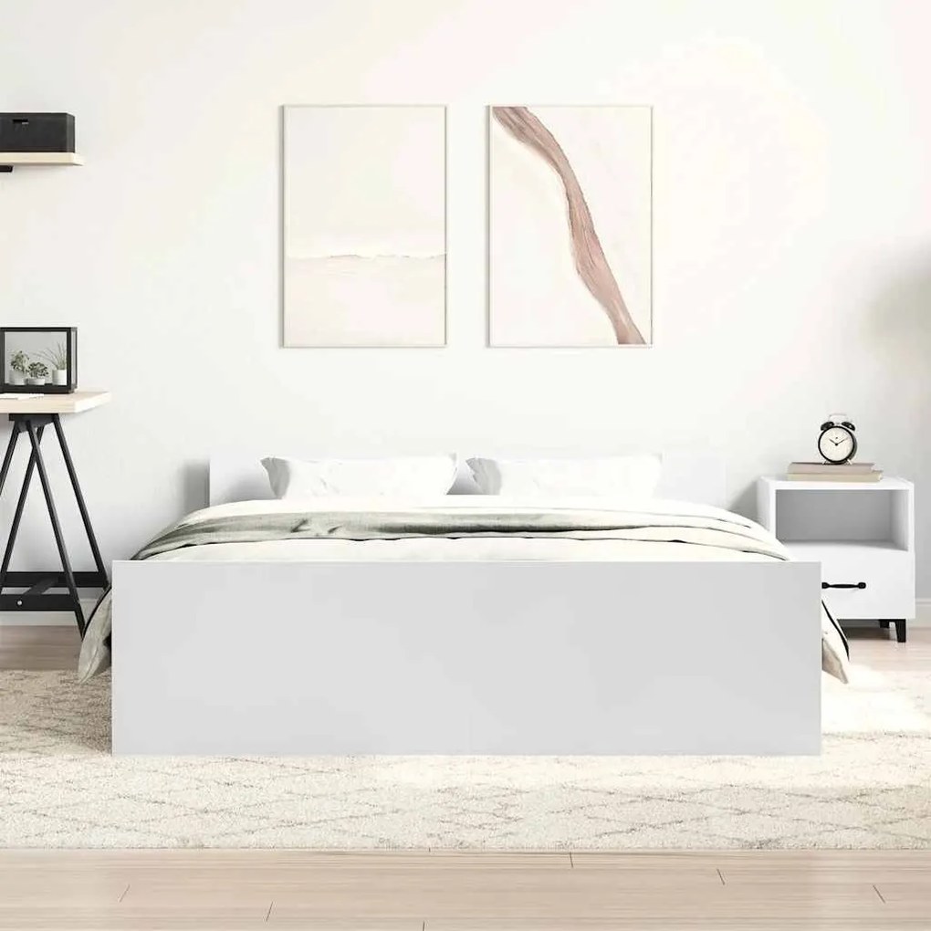 Estrutura de cama c/ painéis cabeceira e pés 150x200 cm branco