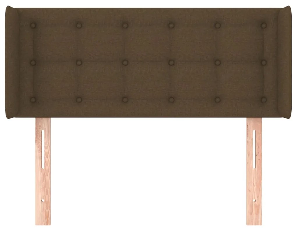 Cabeceira de cama c/ abas tecido 103x16x78/88cm castanho-escuro