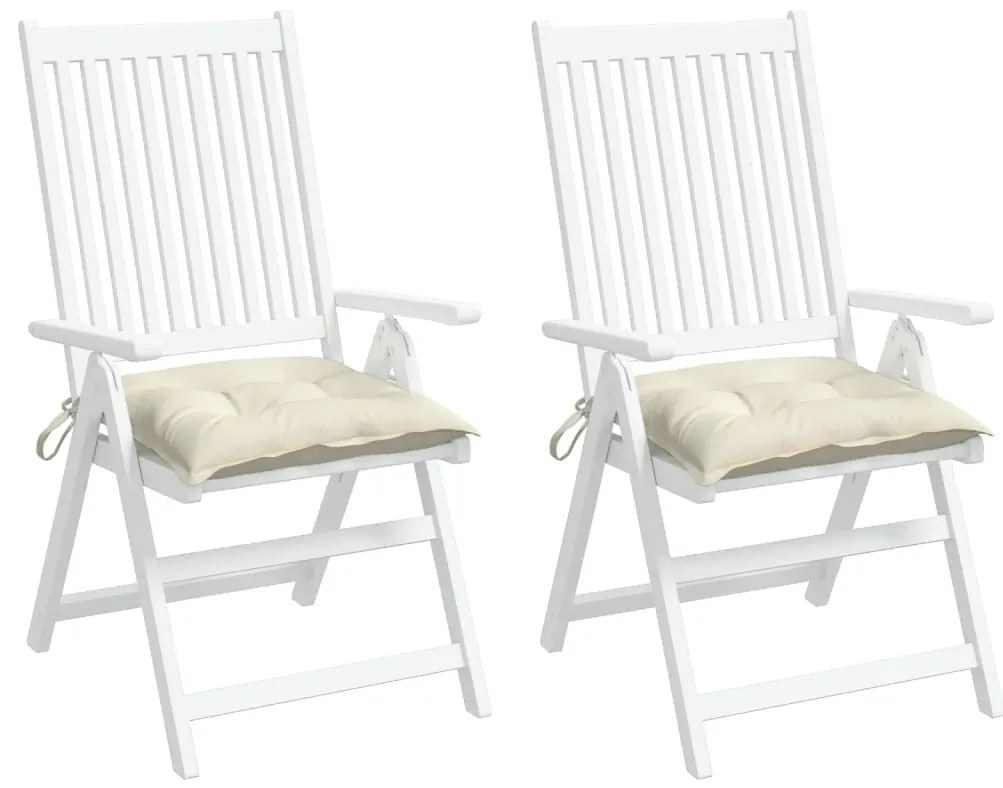 Almofadões de cadeira 2 pcs 40x40x7cm tecido oxford branco nata
