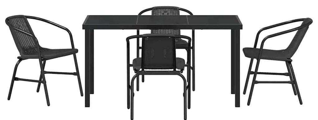 Conjunto de Jantar para Jardim com 5 Peças em Rattan Sintético Preto