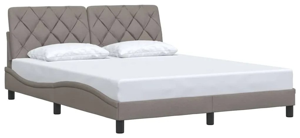 Cama sem colchão 160x200 cm tecido castanho-acinzentado