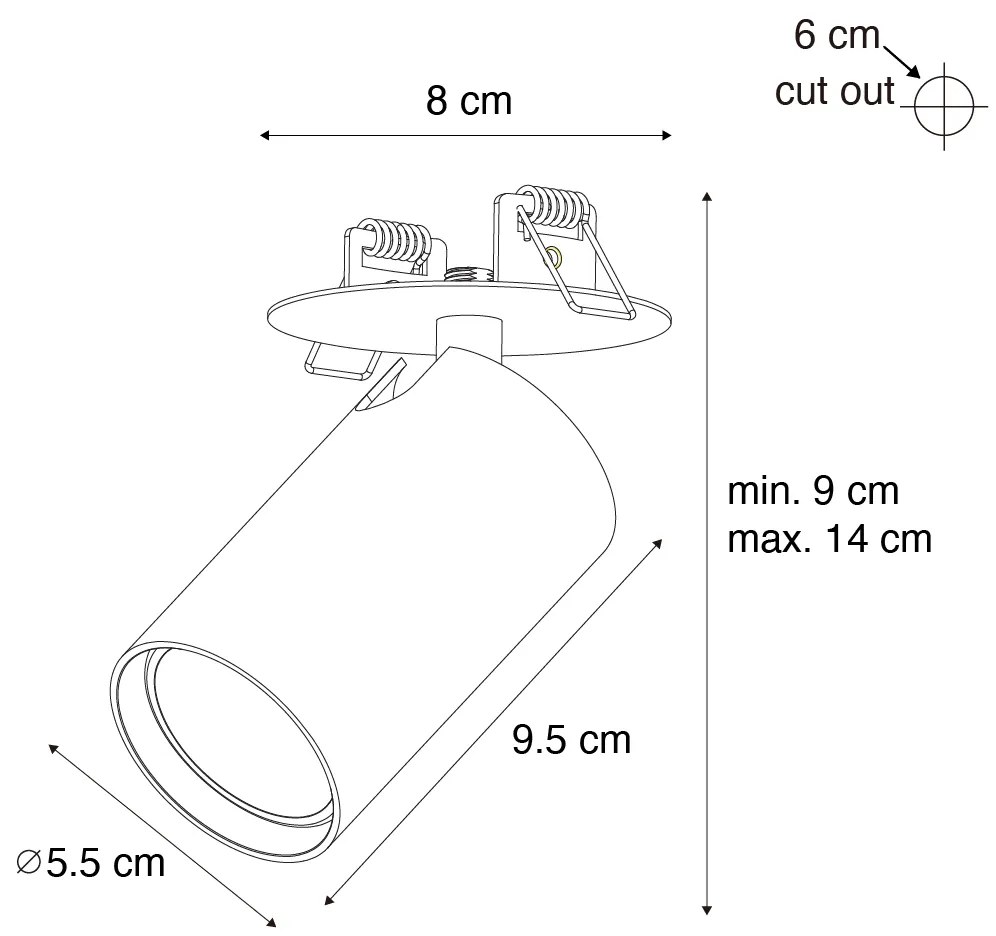 Conjunto de 6 focos embutidos modernos brancos GU10 50mm - Chels Moderno