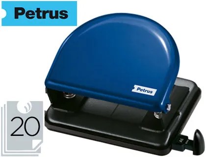 Furador Petrus 52 Metalico Capacidade 20 Folhas Azul