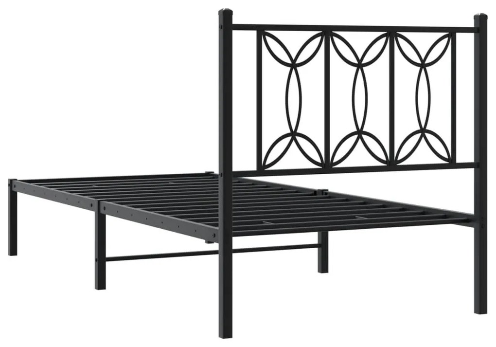 Estrutura de cama com cabeceira 90x190 cm metal preto