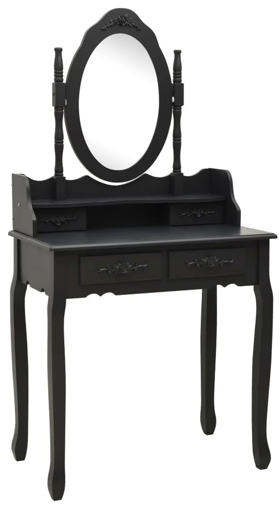 Conj. toucador com banco 75x69x140 cm madeira paulownia preto