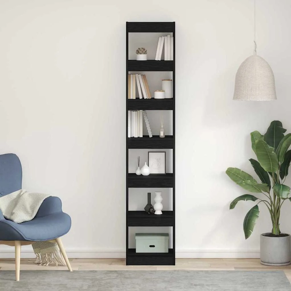 Estante de Livros vidaXL Preta em Carvalho 40x30x198 cm Madeira de Engenharia