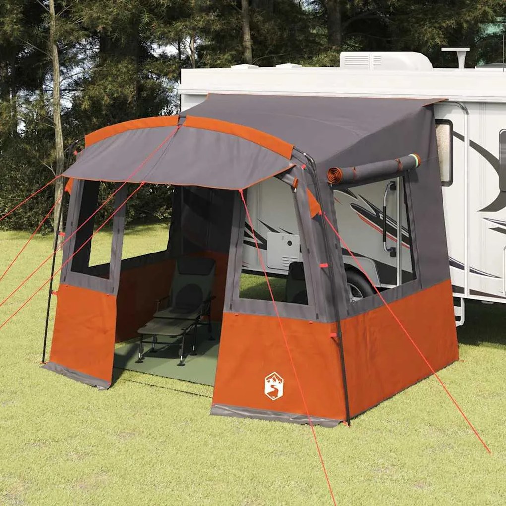 vidaXL Tenda de porta-malas para Caravana Retangular Cinza e Laranja
