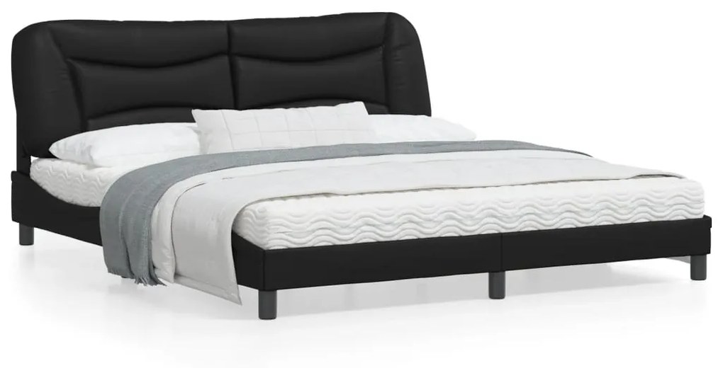 vidaXL Estrutura de cama c/ cabeceira 180x200cm couro artificial preto