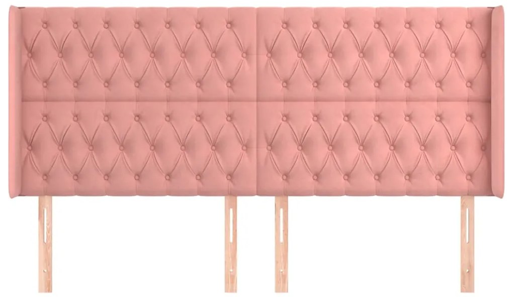 Cabeceira cama c/ abas veludo 203x16x118/128 cm rosa