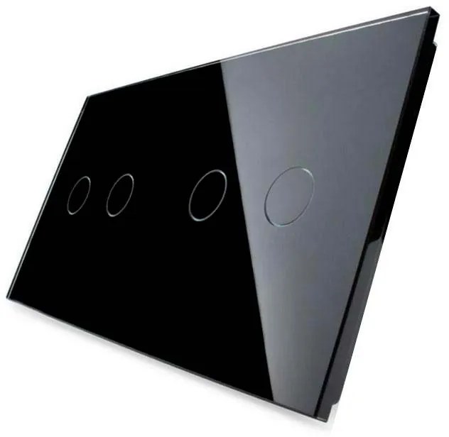 Frente interruptor tátil 2 módulos + 4 botões, Painel preto vidro temperado