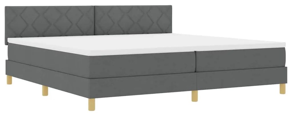 Cama Box Spring com Colchão &amp; LED Cinza Escuro 200x200 cm Tecido