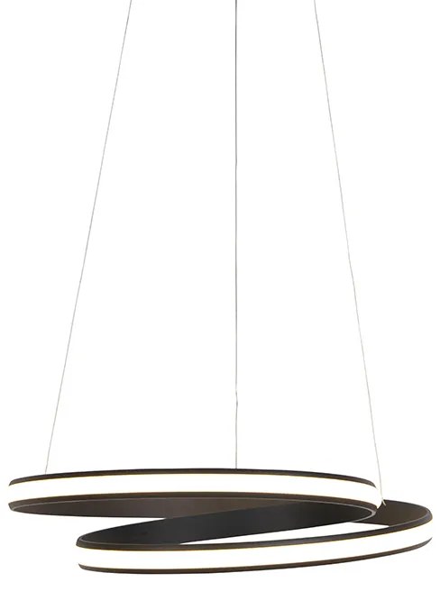 Candeeiro de suspensão design preto 55 cm com LED - Rowan Moderno