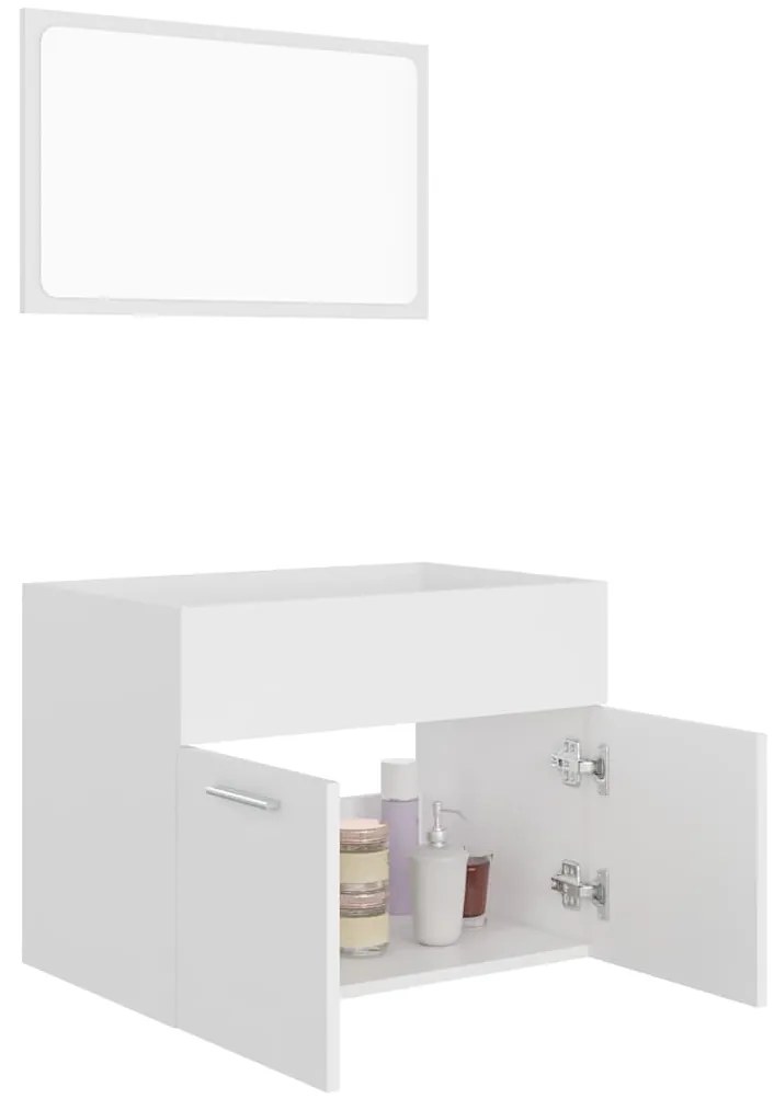 2 pcs conjunto móveis casa de banho derivados de madeira branco