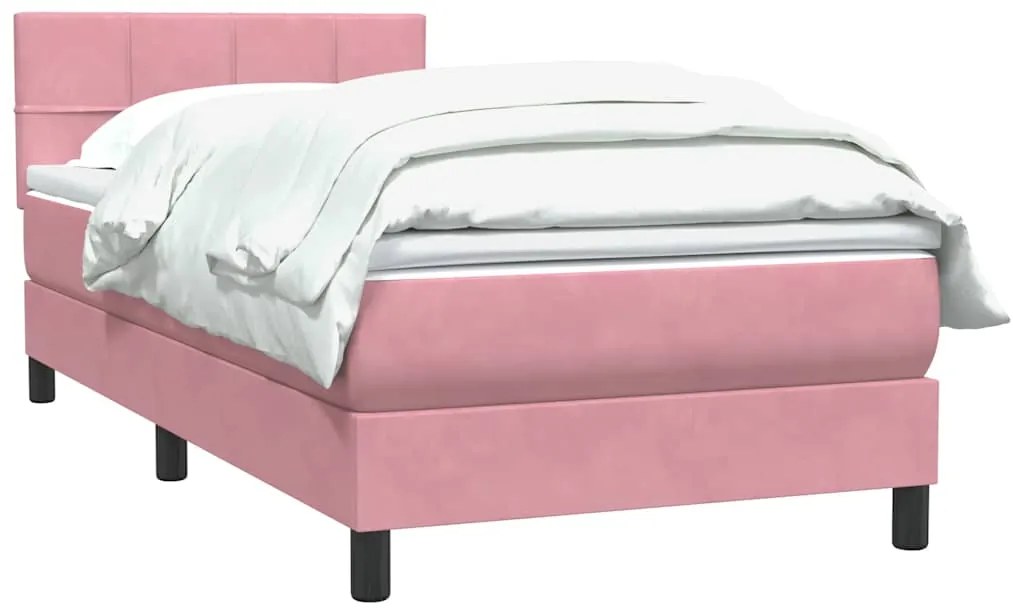 Cama com molas/colchão 100x220 cm veludo Rosa